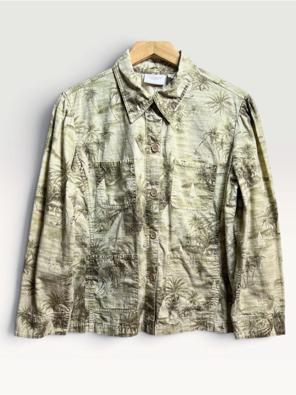 Liz Claiborne Tropical-Print Shirt Jacket Shacket 1X